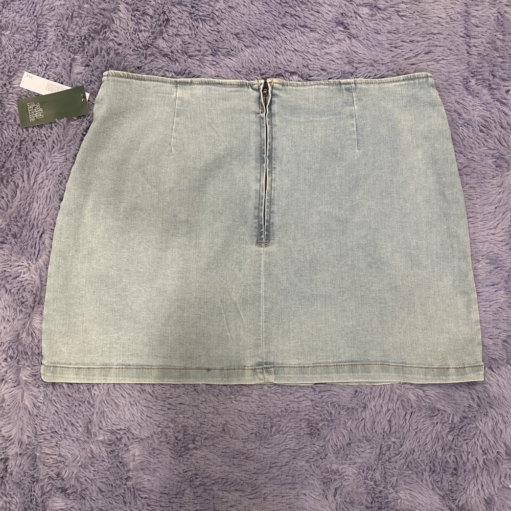 Wild Fable Light Wash Denim Cotton Blend Mini Skirt Womens 18 - Picture 4 of 6